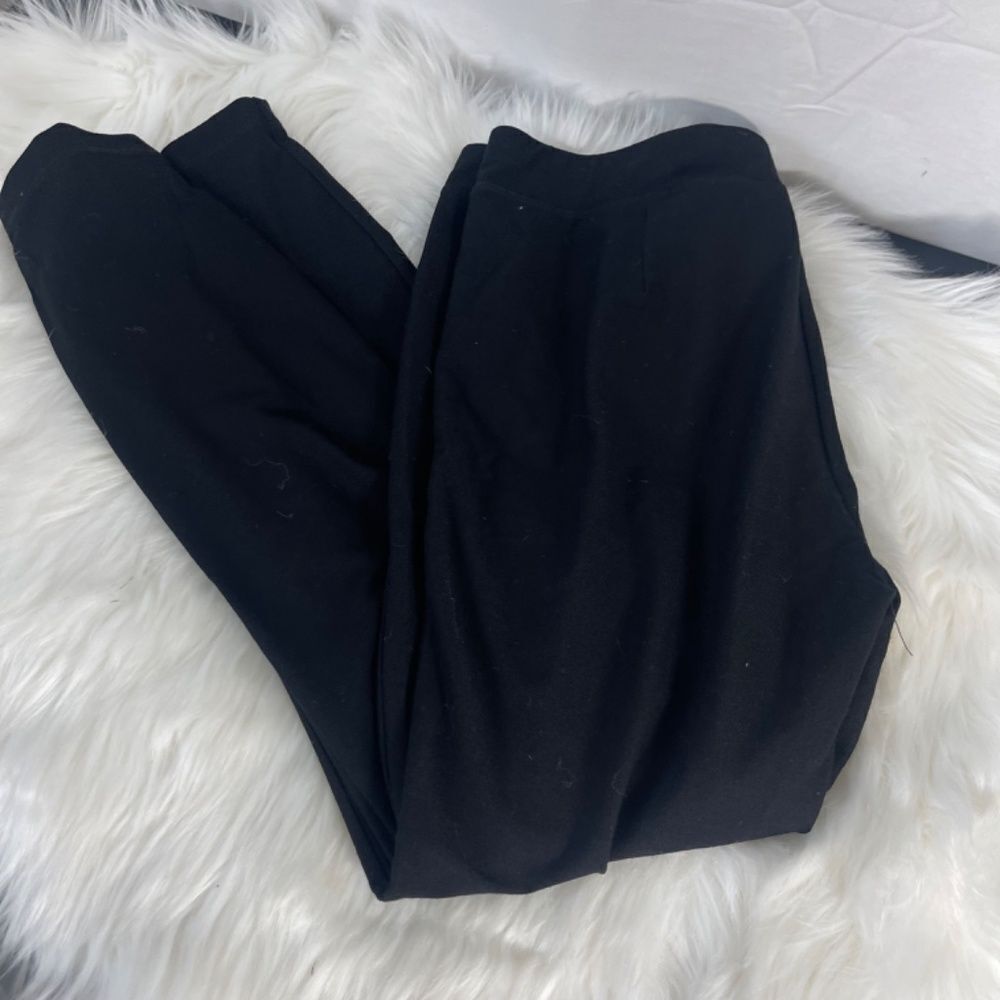 Eileen Fisher Petite Black Viscose Pull On Pants Ankle Zip Sz PM